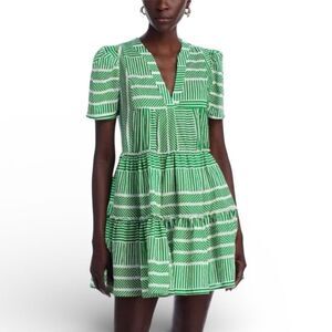 Aqua Green & White Striped Mini Dress